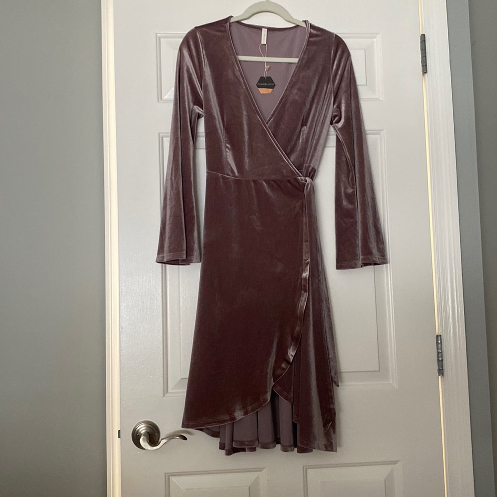 Purple Velvet Wrap Dress NWT